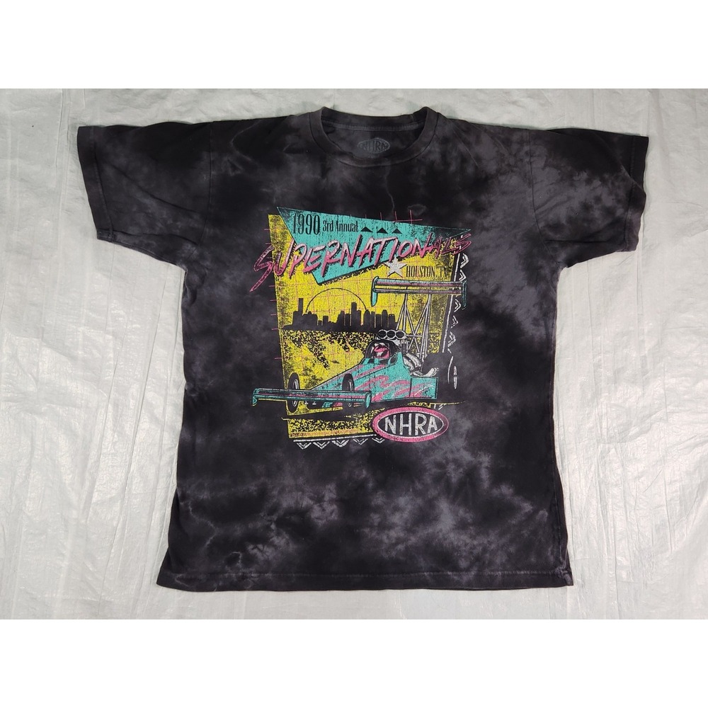 1990 3rd US Super Nationals NHRA Houston Mens L Green Shirt Large Black Tshirt